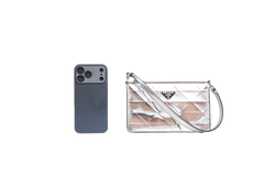 PRADA SPAZZOLATO METAL TRIANGLE PATTERNED MINI SILVER