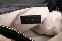 YSL JAMIE 4.0 LARGE SHEARLING PATCHWORK AND LEATHER BLACK/BEIGE