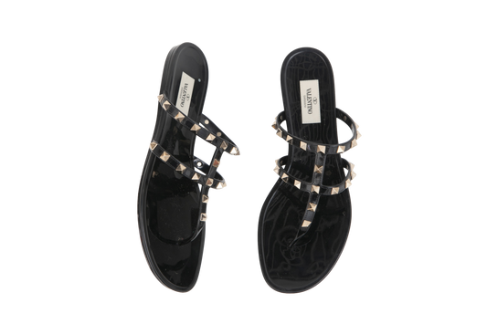 DESAPEGO GRAZI MASSAFERA VALENTINO SANDAL JELLY BLACK ROCKSTUDS