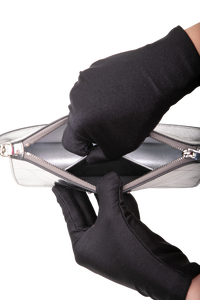 PRADA SPAZZOLATO METAL TRIANGLE PATTERNED MINI SILVER