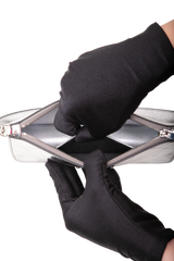 PRADA SPAZZOLATO METAL TRIANGLE PATTERNED MINI SILVER