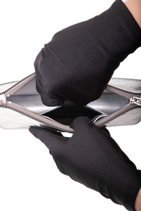 PRADA SPAZZOLATO METAL TRIANGLE PATTERNED MINI SILVER