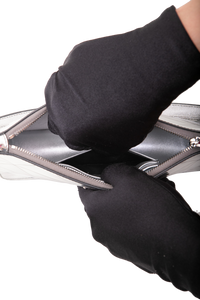 PRADA SPAZZOLATO METAL TRIANGLE PATTERNED MINI SILVER