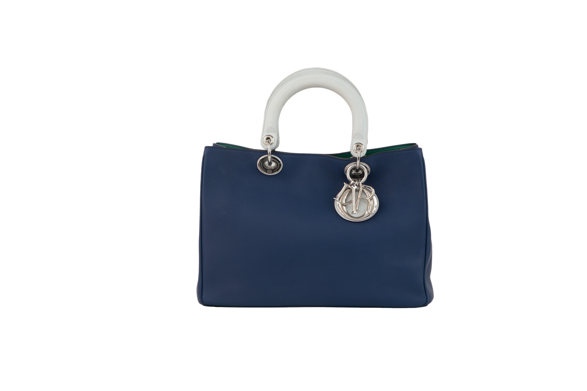 DIOR DIORISSIMO TOTE MEDIUM BLUE TRICOLOR