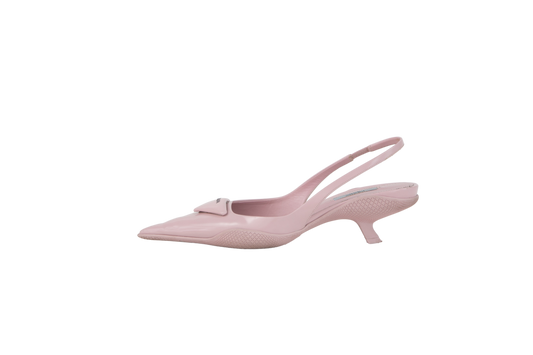 PRADA SLINGBACK BRUSHED PINK TRIANGLE LO - 37 BR