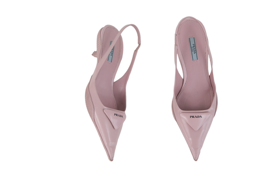 PRADA SLINGBACK BRUSHED PINK TRIANGLE LO - 37 BR