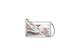 PRADA SPAZZOLATO METAL TRIANGLE PATTERNED MINI SILVER