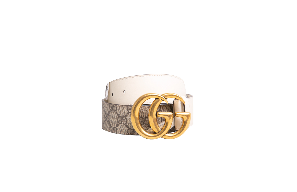 GUCCI GG MARMONT BELT GG SUPREME WHITE