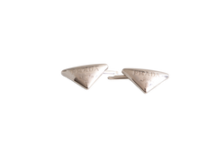 PRADA TRIANGLE LOGO METAL HAIR PINS SILVER