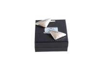 PRADA TRIANGLE LOGO METAL HAIR PINS SILVER
