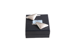 PRADA TRIANGLE LOGO METAL HAIR PINS SILVER
