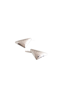 PRADA TRIANGLE LOGO METAL HAIR PINS SILVER