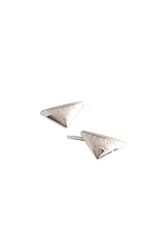 PRADA TRIANGLE LOGO METAL HAIR PINS SILVER