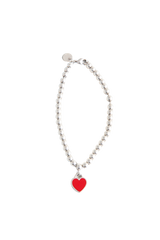 TIFFANY & CO. STERLING SILVER BEADED BRACELET WITH RED