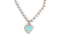 TIFFANY & CO. ENAMEL LOVE HEART TAG BEAD BRACELET TIFFANY BLUE