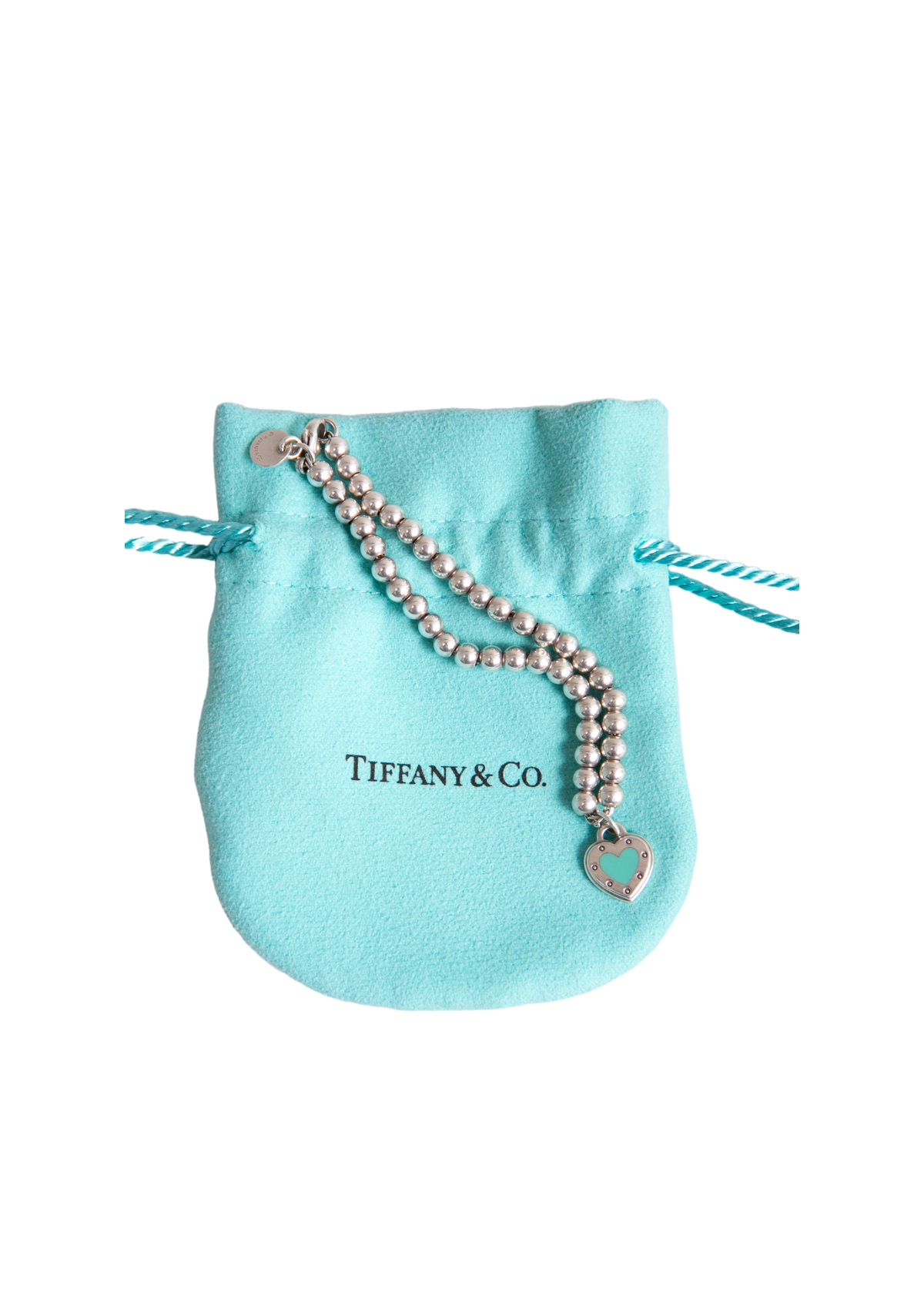 TIFFANY & CO. ENAMEL LOVE HEART TAG BEAD BRACELET TIFFANY BLUE