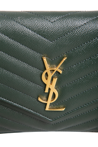 YSL WOC CASSANDRE ENVELOPE GRAIN DE POUDRE MOSS GREEN