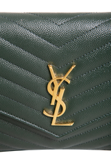 YSL WOC CASSANDRE ENVELOPE GRAIN DE POUDRE MOSS GREEN