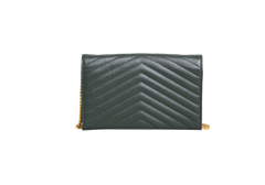 YSL WOC CASSANDRE ENVELOPE GRAIN DE POUDRE MOSS GREEN