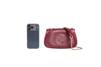 GUCCI BLONDIE CHAIN SMALL LEATHER ROSSO ANCORA