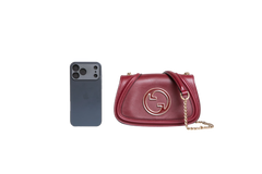 GUCCI BLONDIE CHAIN SMALL LEATHER ROSSO ANCORA