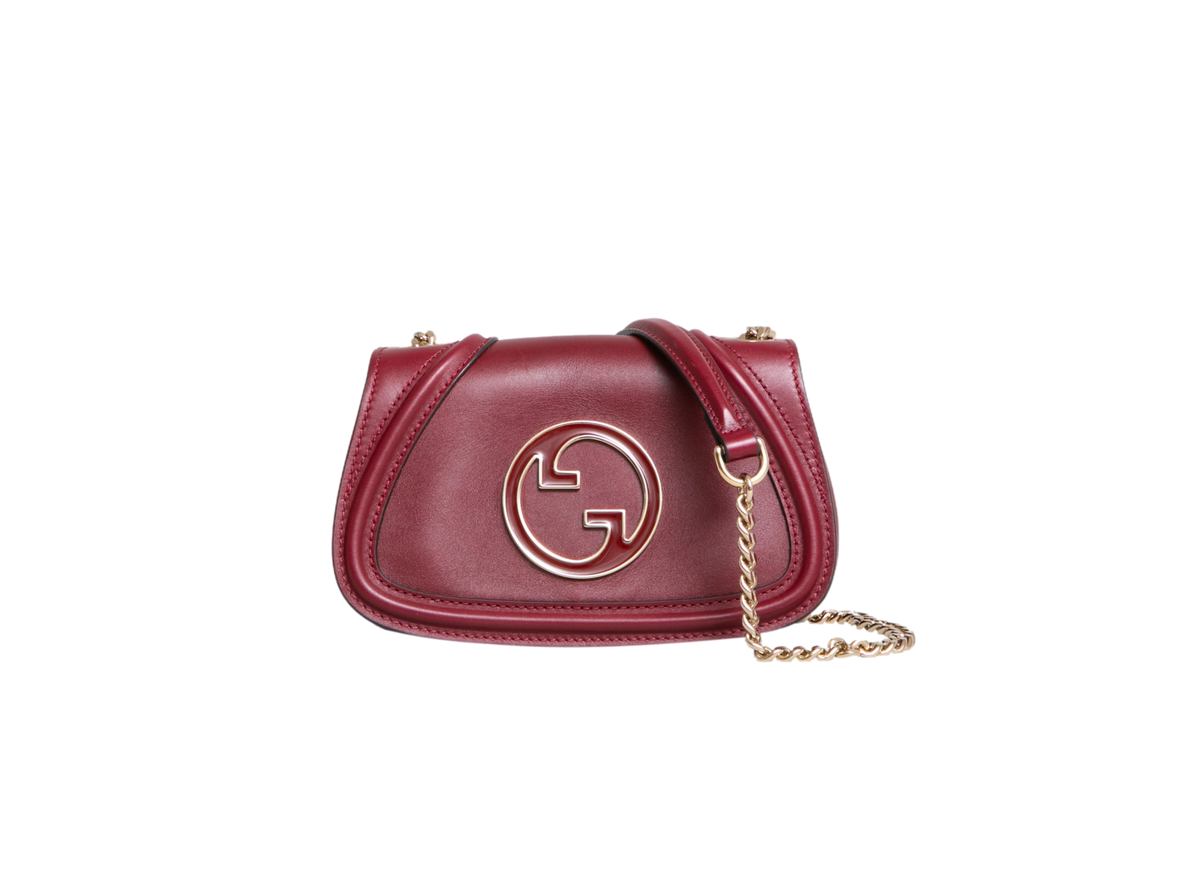 GUCCI BLONDIE CHAIN SMALL LEATHER ROSSO ANCORA