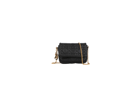 CHRISTIAN DIOR MINI BAG LADY DIOR BLACK HDW GOLD