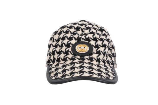 GUCCI BASEBALL CAP B&W TRIM HOUNDSTOOTH