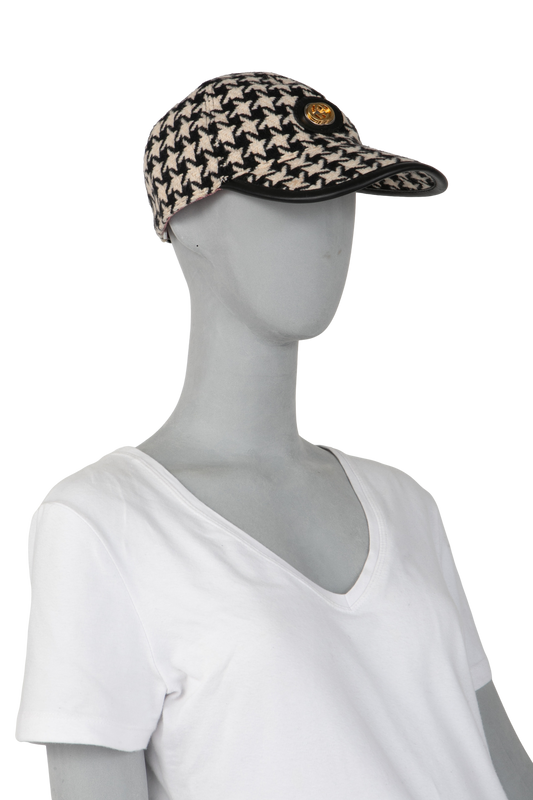 GUCCI BASEBALL CAP B&W TRIM HOUNDSTOOTH