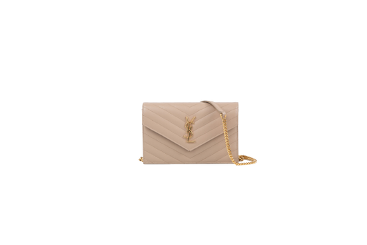 YSL ENVELOPE MATELASSE CHEVRON BEIGE