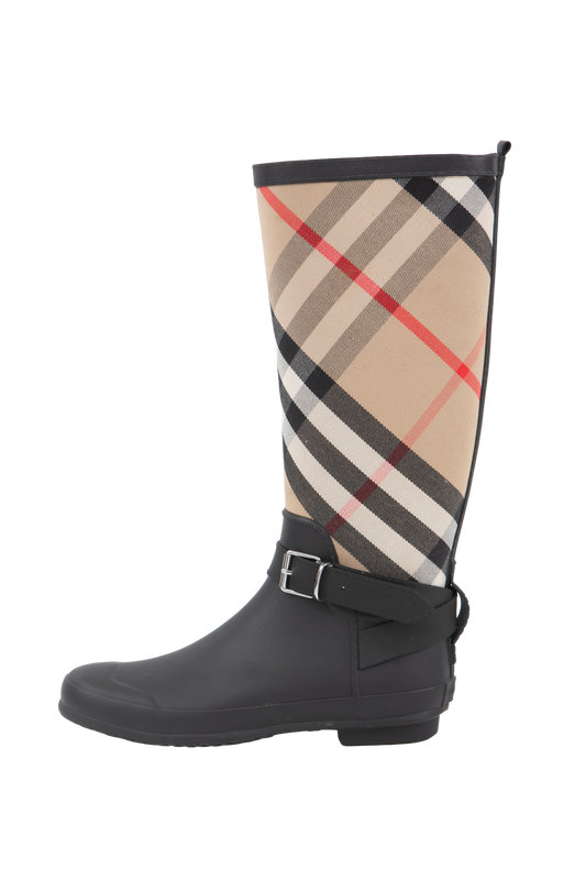 BURBERRY RUBBER BOOTS CHECK PANEL RAI - 35 BR