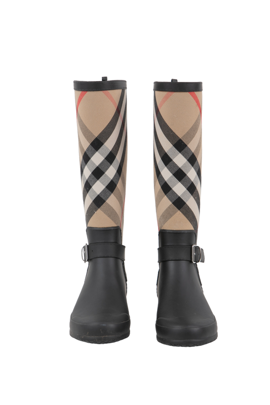 BURBERRY RUBBER BOOTS CHECK PANEL RAI - 35 BR