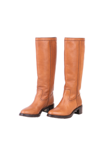 CELINE HIGH BOOTS FOLCO IN TOFFEE - 34 BR