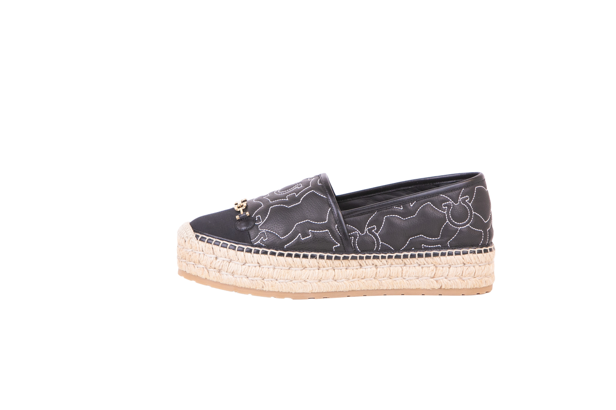 FERRAGAMO ESPADRILLE KIM GALORE IN BLACK LEATHER 1 - 41 BR