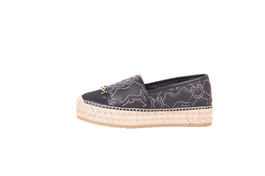 FERRAGAMO ESPADRILLE KIM GALORE IN BLACK LEATHER 1 - 41 BR