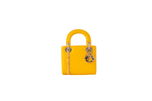 DIOR MICRO LADY DIOR OSTRICH YELLOW