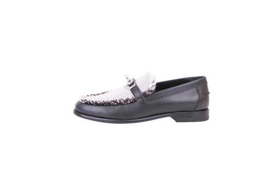 HERMES MOCASSIM DESTIN TOILE H BLACK - 34 BR