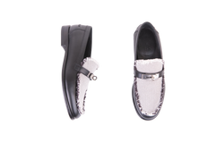 HERMES MOCASSIM DESTIN TOILE H BLACK - 34 BR