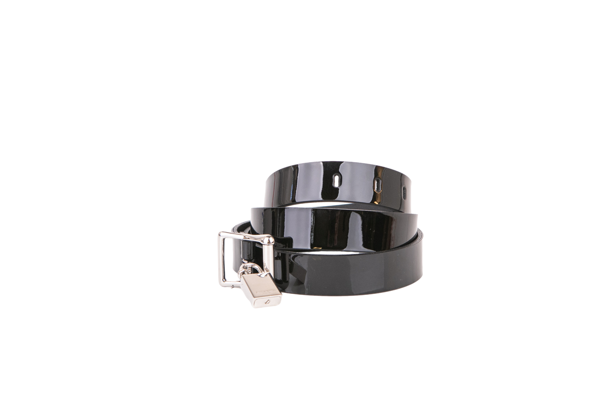 YSL CEINTURE VERNIS BLACK CADENAS