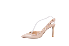 VALENTINO SCARPIN SLINGBACK ROCKSTUD BEIGE - 35 1/2 BR