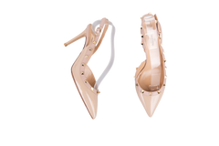 VALENTINO SCARPIN SLINGBACK ROCKSTUD BEIGE - 35 1/2 BR