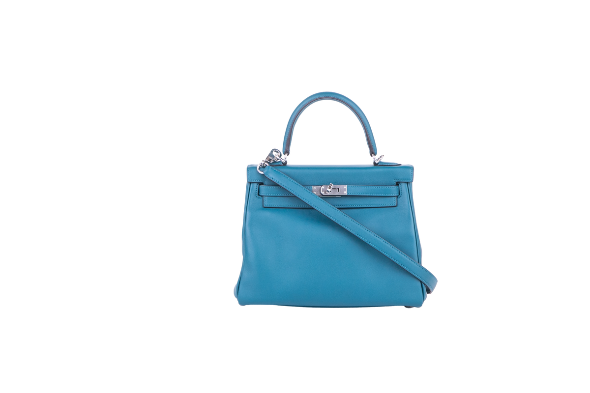 HERMES KELLY 25 SWIFT VERT BOSPHORE