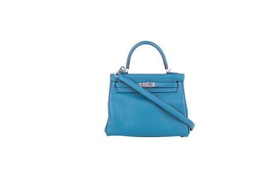 HERMES KELLY 25 SWIFT VERT BOSPHORE