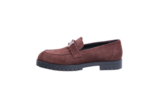 HERMÈS MOCASSIM FAUBOURG SUEDE CHOCOLAT - 36 BR
