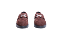 HERMÈS MOCASSIM FAUBOURG SUEDE CHOCOLAT - 36 BR
