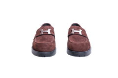 HERMÈS MOCASSIM FAUBOURG SUEDE CHOCOLAT - 36 BR