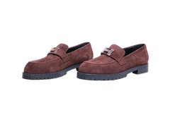 HERMÈS MOCASSIM FAUBOURG SUEDE CHOCOLAT - 36 BR