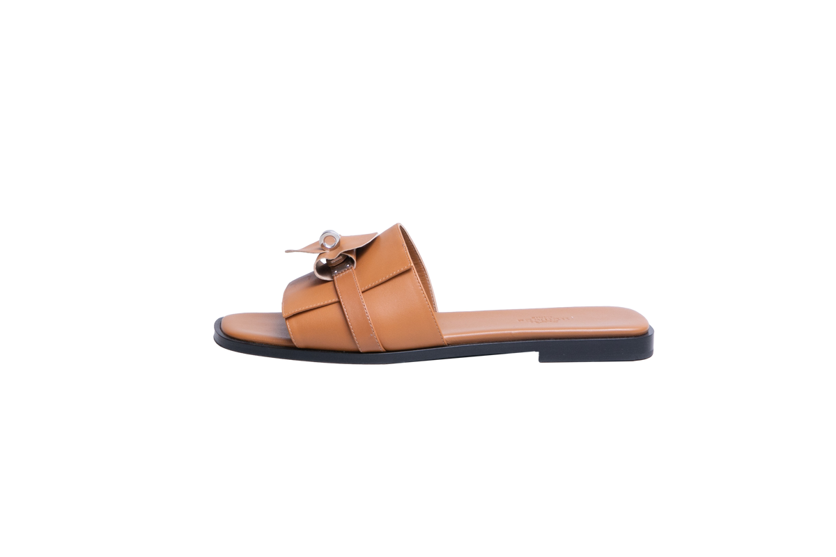 HERMÈS SANDAL FEMME GIULIA VEAU NATUREL - 36 BR