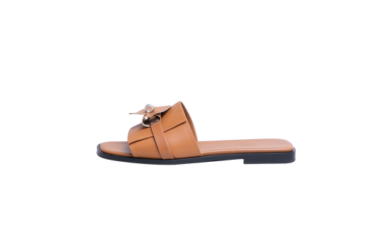 HERMÈS SANDAL FEMME GIULIA VEAU NATUREL - 36 BR
