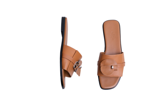 HERMÈS SANDAL FEMME GIULIA VEAU NATUREL - 36 BR